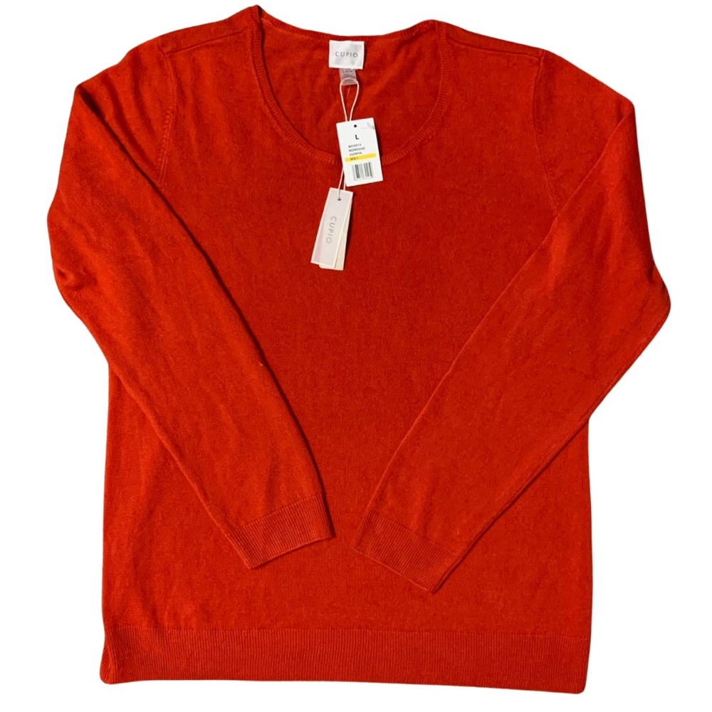 Cupio size Large Red soft knit crew neck long sleeve sweater new with tags